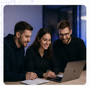 Echipă care planifică un proiect digital